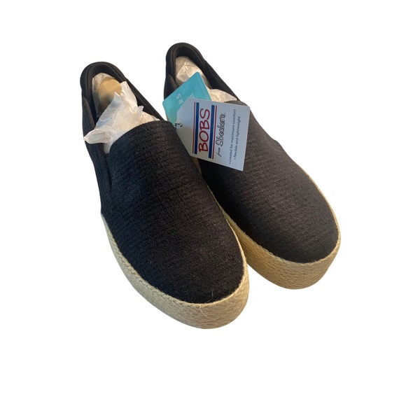 Skechers Shoes - Skechers BOBS Martha Stewart Black Espadrille Platform Slip On Shoes NEW